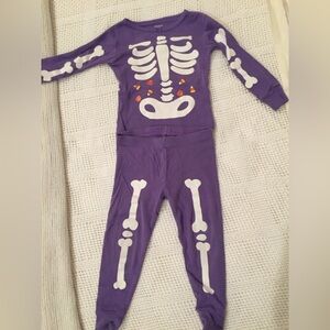 Halloween pajamas kids child’s 24 months Carters skeleton bones glows costume